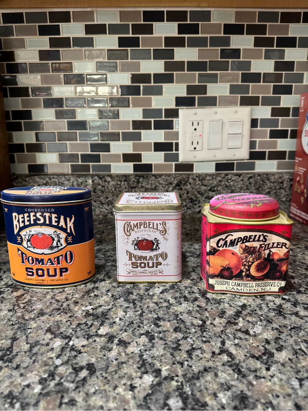 Vintage Tomato Soup & Pie Filler Decorative Tins - Assorted Colors